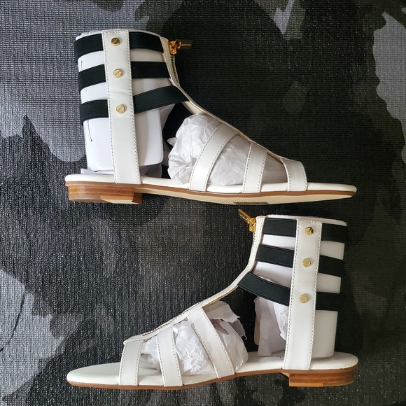 Michael Kors Codie Black & White Leather Sandal - Picture 3 of 12